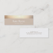 Gold Striped Modern Stylish Beige Tan Mini Visitekaartje (Voorkant / Achterkant)