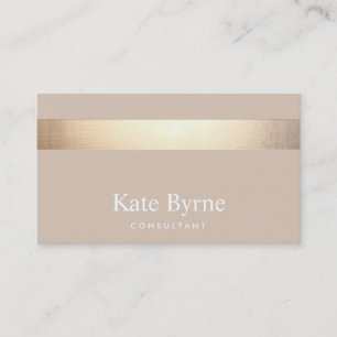 Gold Striped Modern Stylish Beige Tan Visitekaartje