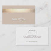 Gold Striped Modern Stylish Beige Tan Visitekaartje (Voorkant / Achterkant)