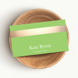Gold Striped Modern Stylish Green Visitekaartje