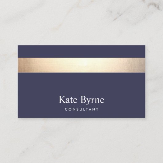 Gold Striped Modern Stylish Navy Blue Visitekaartje (Voorkant)