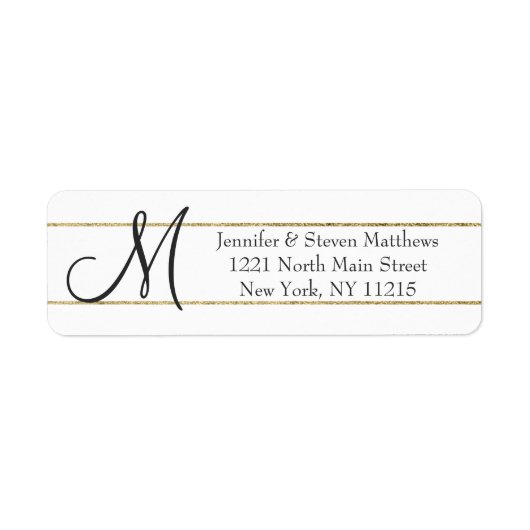 Gold Striped Monogram Initialen en Name Labels (Voorkant)