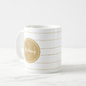 Gold Striped Monogram Initialen en Name Mok (Voorkant links)