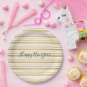 Gold Striped Pattern - Borden papier van volgend j Papieren Bordje (Feest)