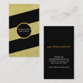 Gold Striped Pattern Yoga Instructor Visitekaartje (Voorkant / Achterkant)