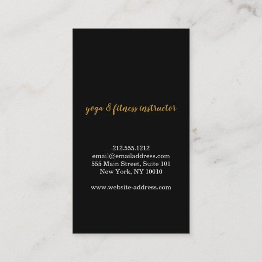 Gold Striped Pattern Yoga Instructor Visitekaartje (Achterkant)