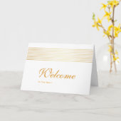 Gold Striped Sleek White-welkomstkaart Kaart (Gele Bloem)