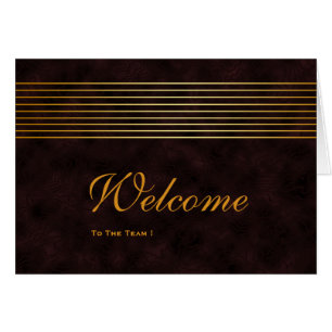 Gold Striped Sleek Wooden Welcome Kaart