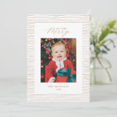 Gold Striped so Heel Merry Photo-kerstkaart Kaart (Staand voorkant)