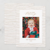 Gold Striped so Heel Merry Photo-kerstkaart Kaart (Voorkant / Achterkant)