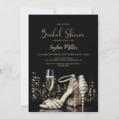 Gold Striped Stiletto Shoes Bridal Shower Kaart (Voorkant)