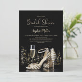 Gold Striped Stiletto Shoes Bridal Shower Kaart (Staand voorkant)