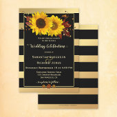 Gold Striped Sunflower Weduwninguitnodiging Kaart
