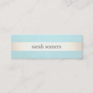Gold Striped Turquoise Blue Beauty Salon en Spa Mini Visitekaartje