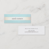 Gold Striped Turquoise Blue Beauty Salon en Spa Mini Visitekaartje (Voorkant / Achterkant)