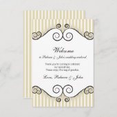  Gold Striped WeduwWelkomstkaart Informatiekaartje (Voorkant / Achterkant)