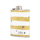 Gold Stripes & Black Stippen Monogram Patroonkolf Heupfles (Links)