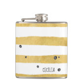 Gold Stripes & Black Stippen Monogram Patroonkolf Heupfles (Voorkant)