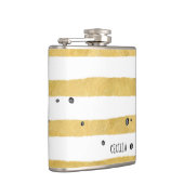 Gold Stripes & Black Stippen Monogram Patroonkolf Heupfles (Rechts)