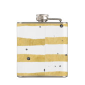 Gold Stripes & Black Stippen Monogram Patroonkolf Heupfles (Achterkant)