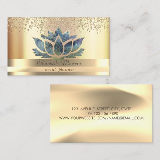 Gold Stripes Diamonds Chic Lotus Gold Visitekaartje (Voorkant / Achterkant)