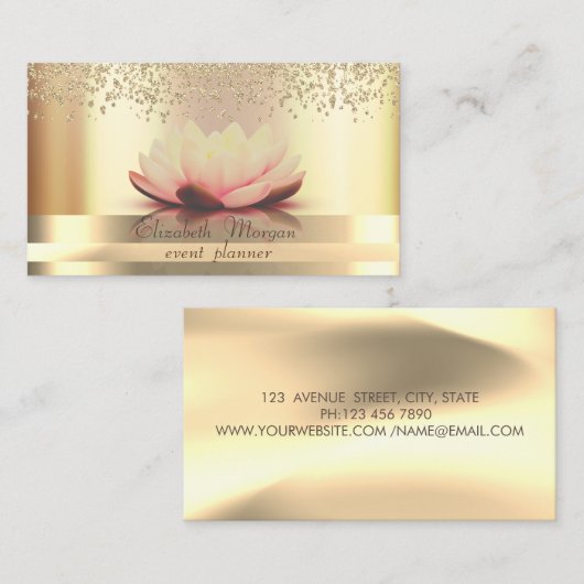 Gold Stripes Diamonds Lotus Gold Visitekaartje (Voorkant / Achterkant)