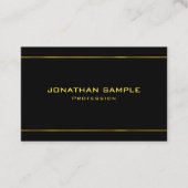Gold Stripes Elegant Glamor Modern Black Sjabloon Visitekaartje (Voorkant)