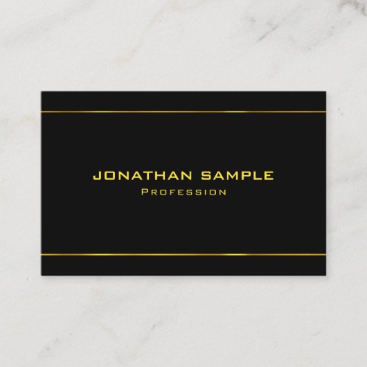 Gold Stripes Elegant Glamor Modern Black Sjabloon Visitekaartje (Voorkant)