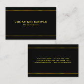 Gold Stripes Elegant Glamor Modern Black Sjabloon Visitekaartje (Voorkant / Achterkant)