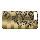 Gold Stripes en Black Floral Lace Case-Mate iPhone Case (Achterkant (Horizontaal))