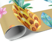 Gold Stripes en kleurrijk tropisch patroon Cadeaupapier (Rol Hoek)