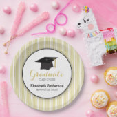 Gold Stripes en Pet-aangepast Afstuderen Papieren Bordje (Feest)