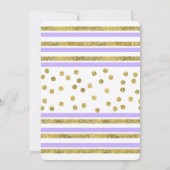 Gold Stripes en Purple Flowers verlovingsfeest Kaart (Achterkant)