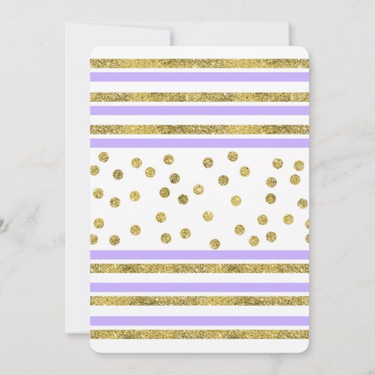 Gold Stripes en Purple Flowers verlovingsfeest Kaart (Achterkant)
