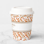 Gold Stripes & Fall Leaves Botanisch  Papieren Bekers (Links)