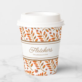 Gold Stripes & Fall Leaves Botanisch  Papieren Bekers