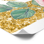 Gold Stripes Floral Pink White Weduwen Welkom Poster (Hoek)