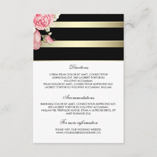 Gold Stripes Floral Wedding Details - Informatie Informatiekaartje (Voorkant)