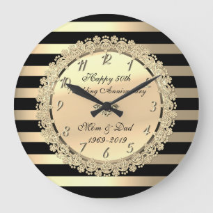 Gold Stripes, Flowers 50th Wedding Jubileum Grote Klok