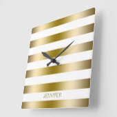Gold Stripes Geometric Pattern Vierkante Klok (Hoek)