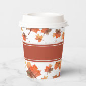 Gold Stripes & Golden Fall Leaves  Pap Papieren Bekers (Achterkant)