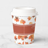 Gold Stripes & Golden Fall Leaves  Pap Papieren Bekers (Rechts)