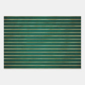 Gold Stripes Green kerstpatrooncadeau, Kerstmis Inpakpapier Vel (Voorkant 3)