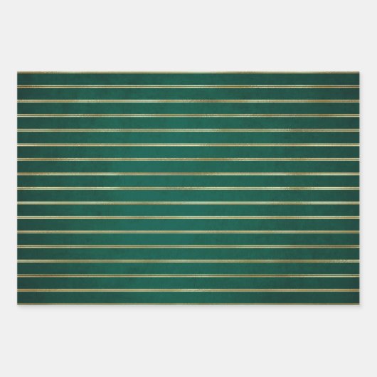 Gold Stripes Green kerstpatrooncadeau, Kerstmis Inpakpapier Vel (Voorkant)