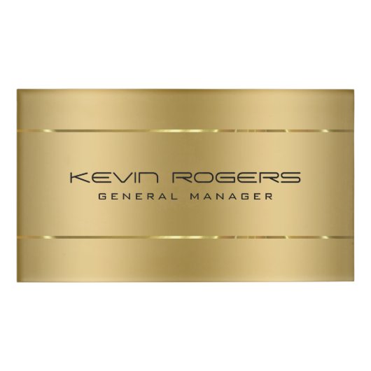 Gold Stripes Modern Geometric Design Name Tag (Voorkant)