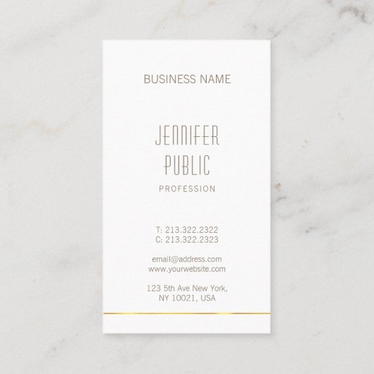 Gold Stripes Modern Minimalistisch design Unieke p Visitekaartje (Achterkant)