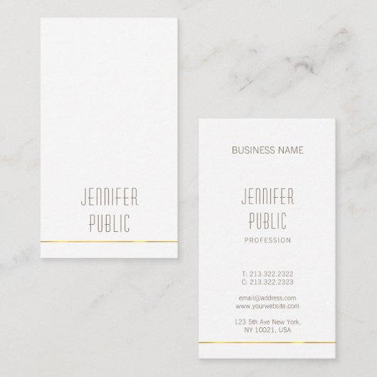 Gold Stripes Modern Minimalistisch design Unieke p Visitekaartje (Voorkant / Achterkant)