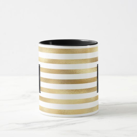Gold Stripes Monogram op maat Mok (Midden)