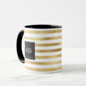 Gold Stripes Monogram op maat Mok (Voorkant links)