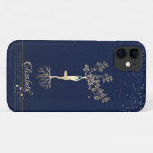Gold Stripes, Navy Blue, Tree Women Silhouette Case-Mate iPhone Case (Achterkant (horizontaal))